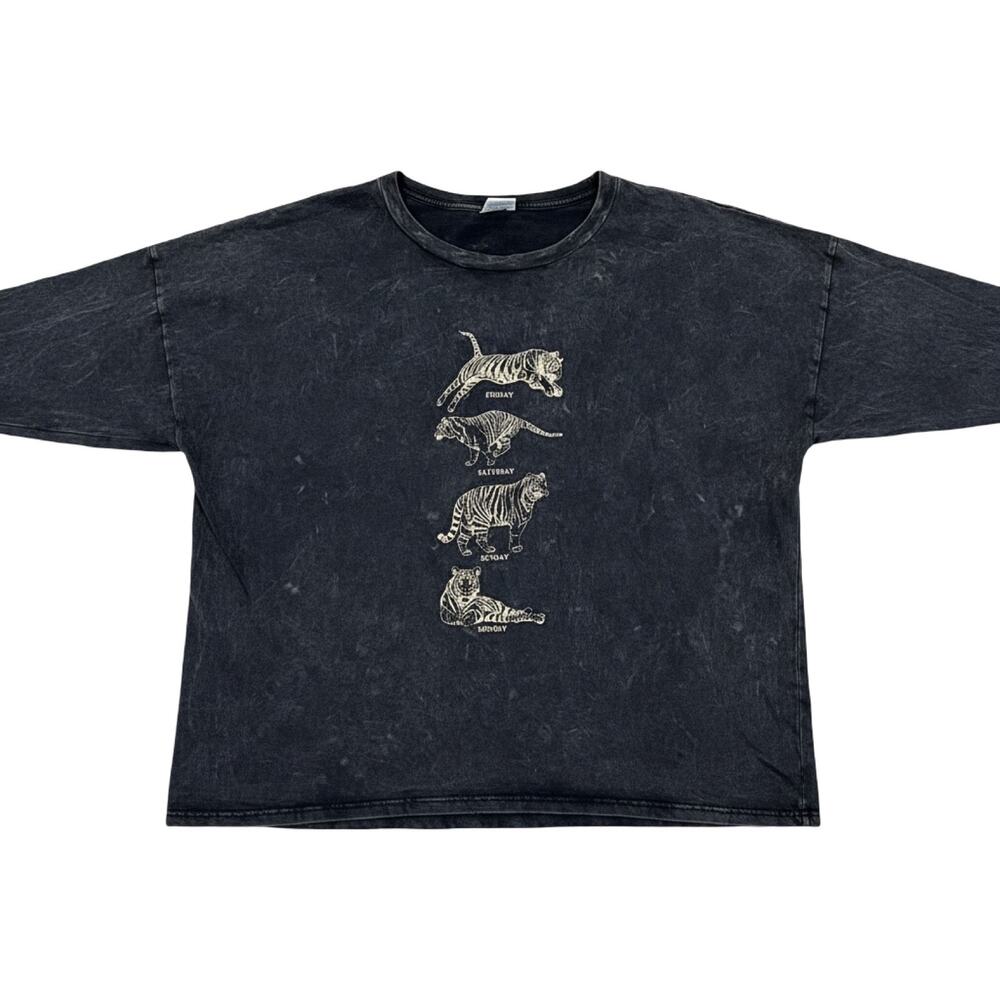 Tiger Day of the Week Black T-Shirt. Size Medium